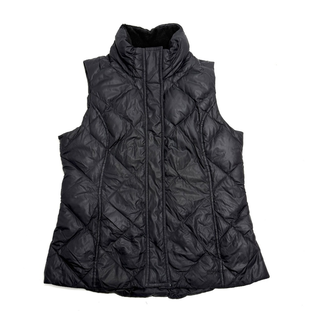 Eddie Bauer Vest Womens Small Black EB700 Fill Goose Down Puffer Quilted Outdoor
